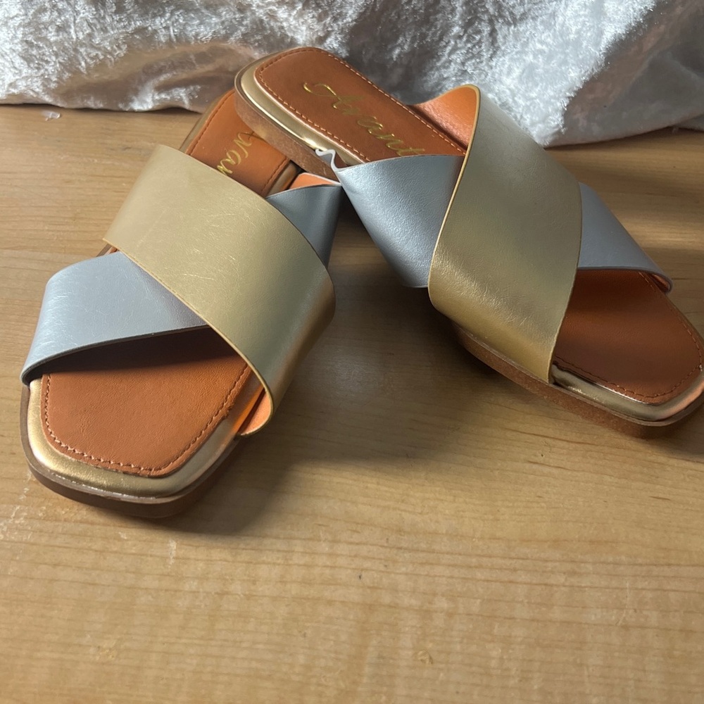 Stylish Gold and Silver Women's Sandals